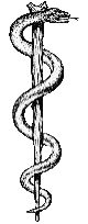 Asclepius'un Asası: Gerçek tıp sembolüdür, çünkü Hippocrates'in kendisi de Asclepius'a tapmaktaydı. Sembolde bir asaya sarılı yılan görülmektedir.